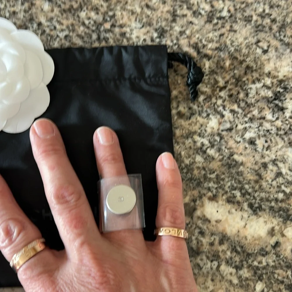Vintage Chanel Vinyl and Palladium Ring